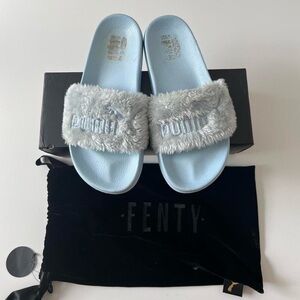 Rihanna Fenty X Puma blue slides